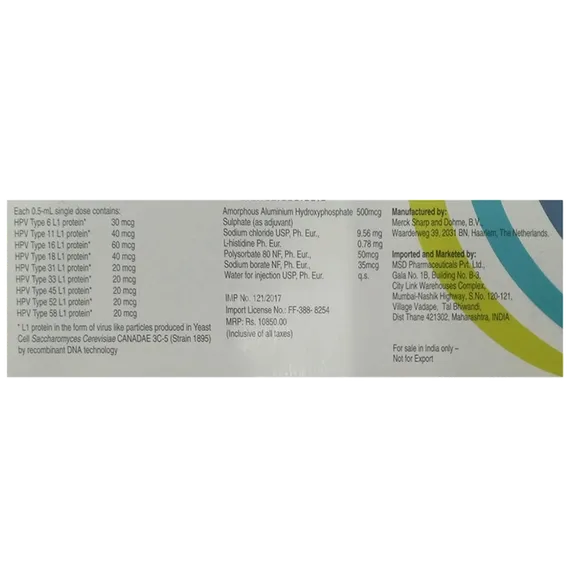 gardasil 9 injection 0.5 ml